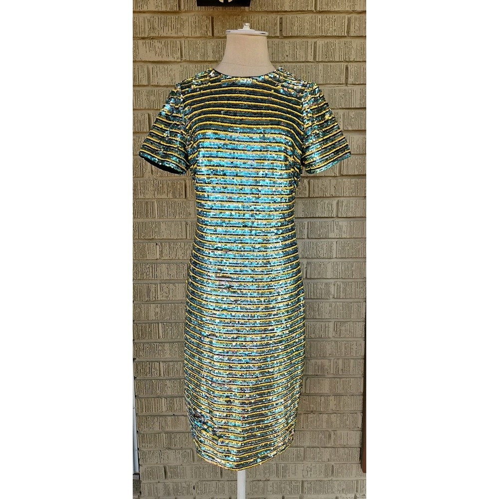 Gianni Bini Short Sleeve Size 4 Sequin  Striped Party Dress